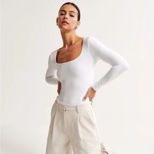 NWOT Abercrombie square neck bodysuit‎ white Small Balletcore